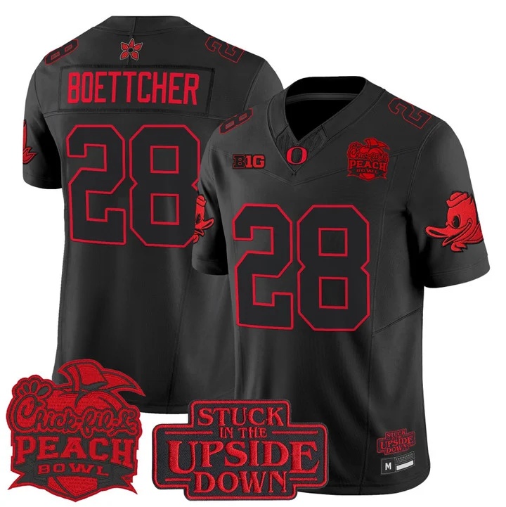 Oregon Ducks 'Stranger Things Edition' Vapor Limited Jersey - 2026 Peach Bowl Patch - All Stitched Bryce Boettcher
