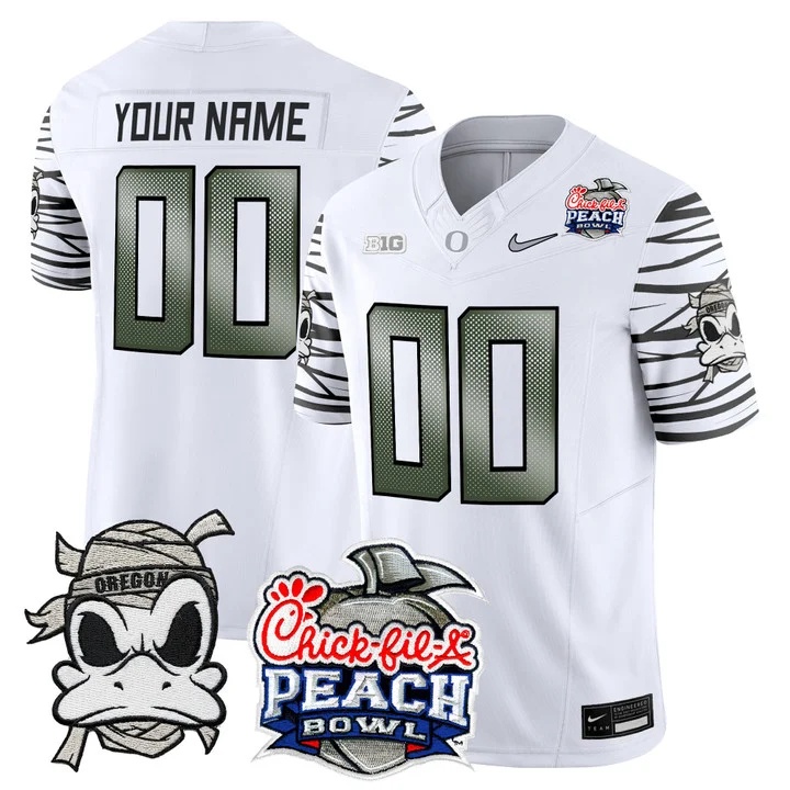 Oregon Ducks  Mummy Duck  Vapor Limited Custom Jersey - 2026 Peach Bowl Patch -  All Stitched