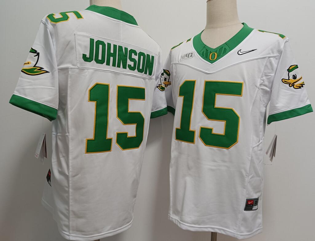 Oregon Ducks 15 Tez Johnson white jERSEY