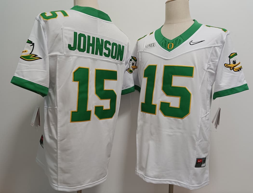 Oregon Ducks 2025 Shoe Duck Jersey - All Stitched  #15  Tez   Johnson