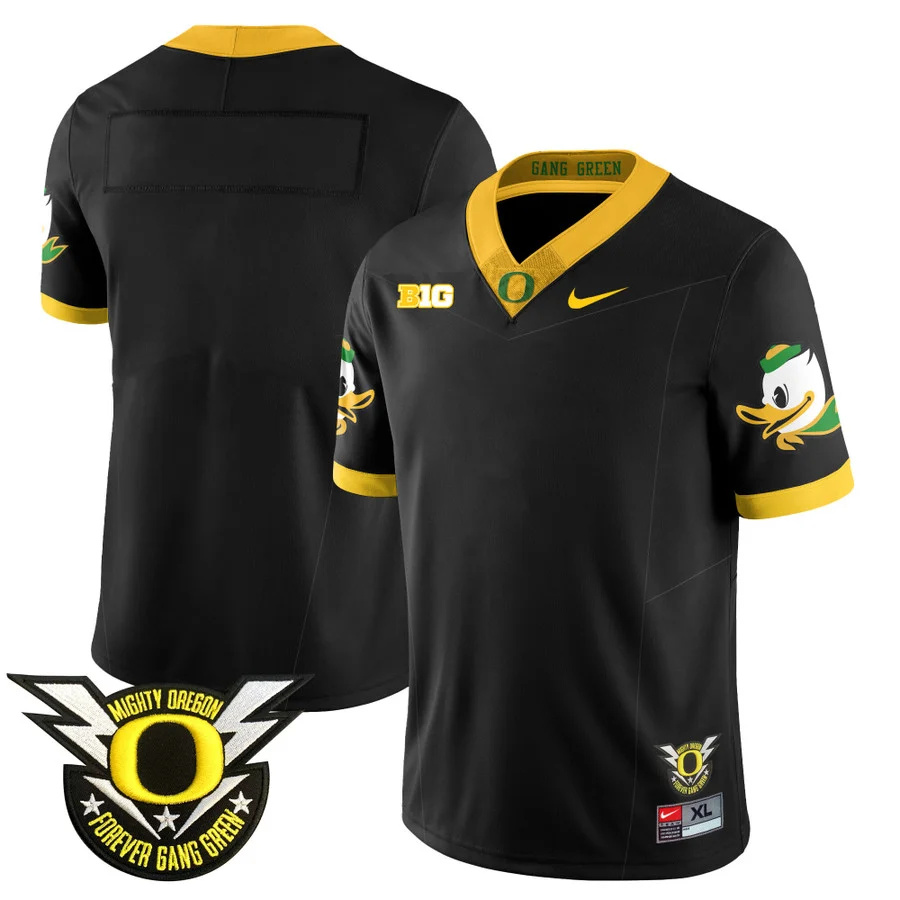 Oregon Football Forever Gang Green 2024 Jersey N2 - All Stitched black  Blank