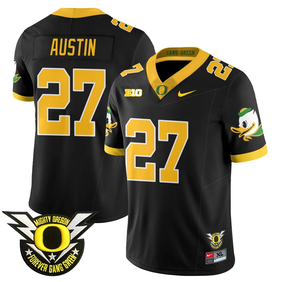 Oregon Football Forever Gang Green 2024 Jersey N2 - All Stitched black  DAYLEN AUSTIN   #27