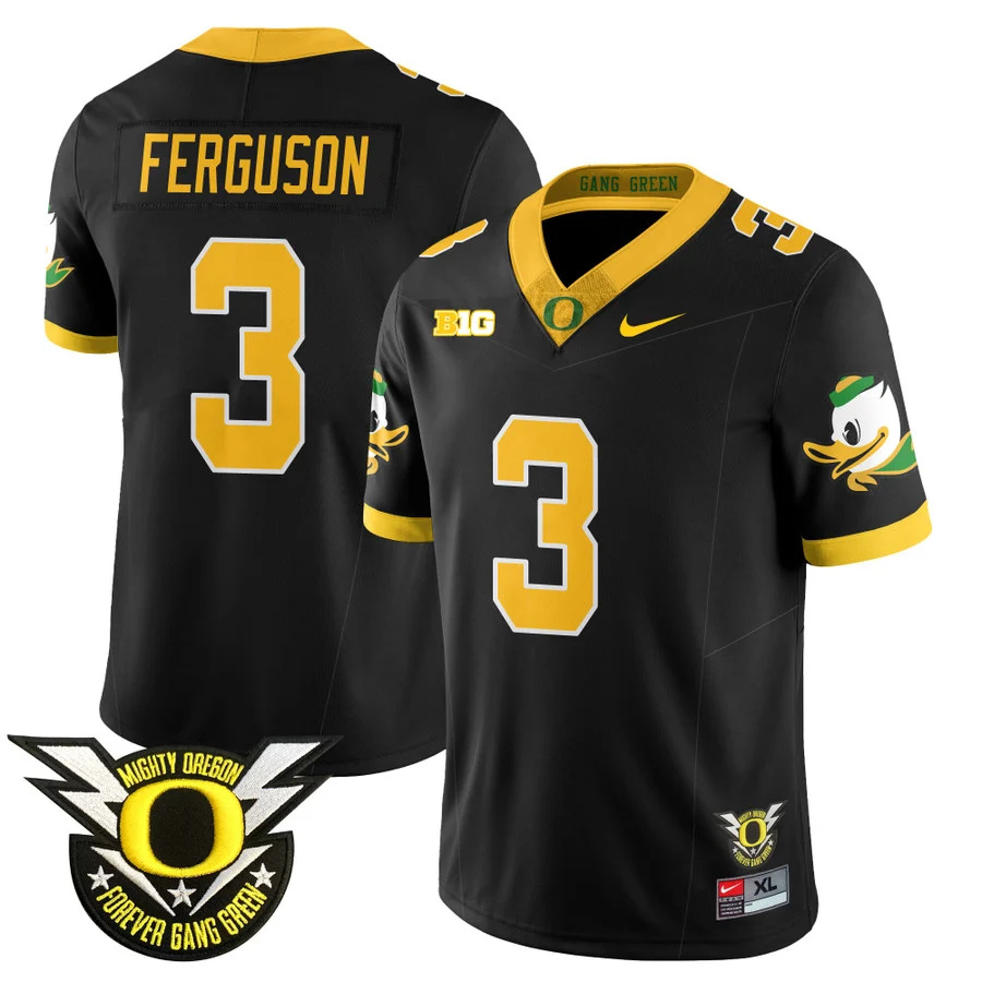 Oregon Football Forever Gang Green 2024 Jersey N2 - All Stitched black  TERRANCE FERGUSON  #3