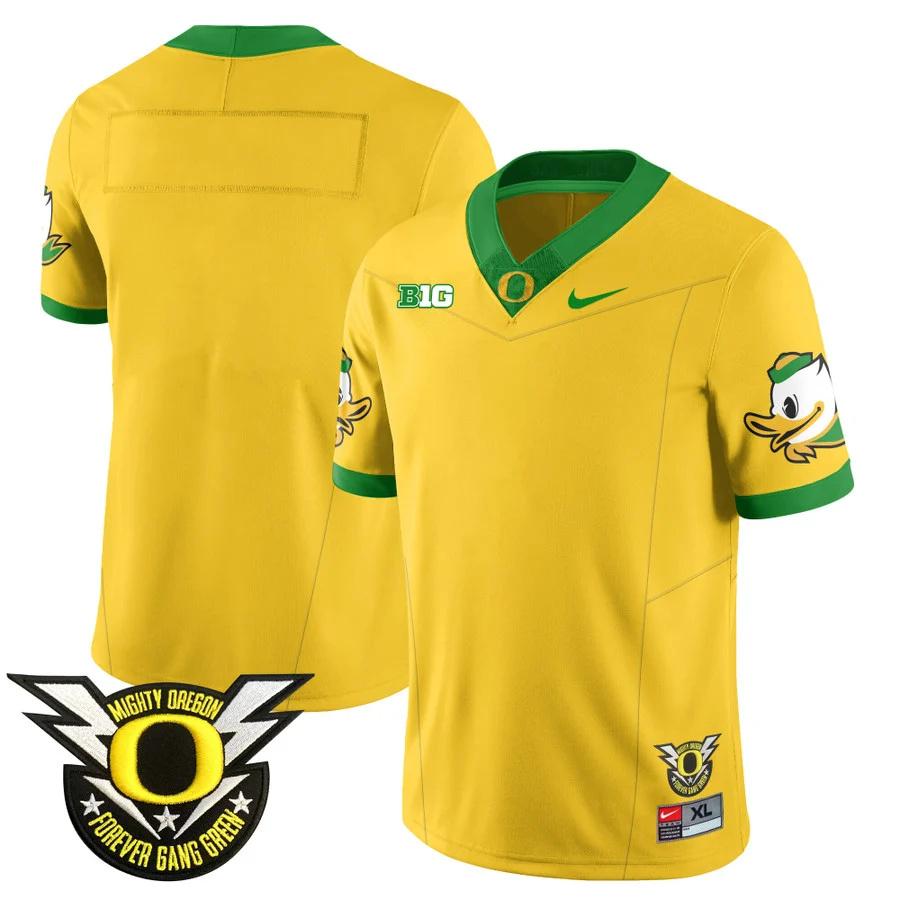 Oregon Football Forever Gang Green 2024 Jersey N2 - All Stitched golden Blank