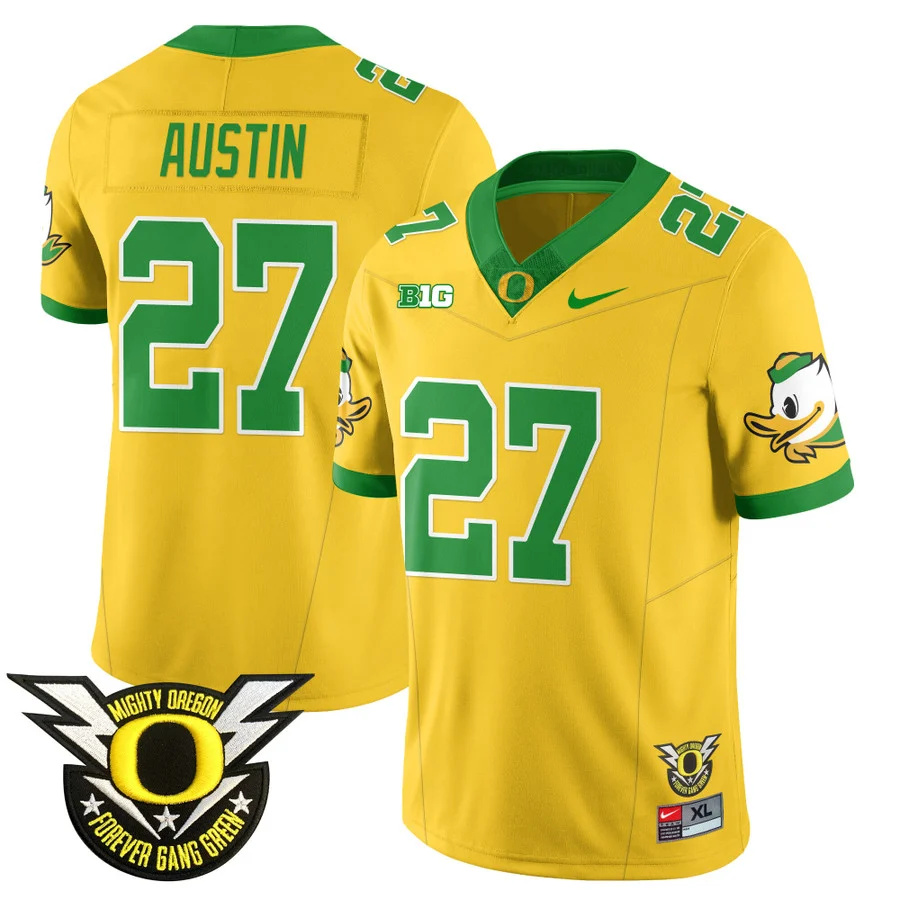 Oregon Football Forever Gang Green 2024 Jersey N2 - All Stitched golden DAYLEN AUSTIN   #27