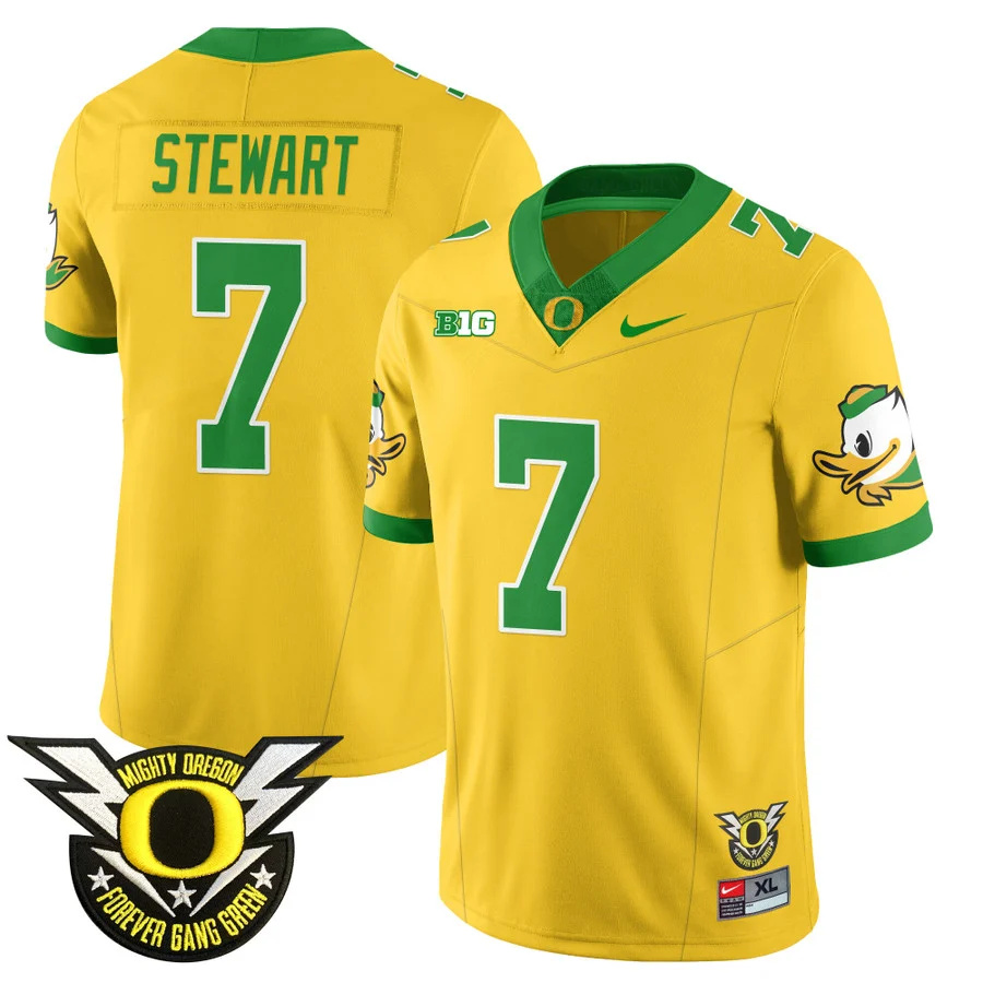 Oregon Football Forever Gang Green 2024 Jersey N2 - All Stitched golden EVAN STEWART  #7