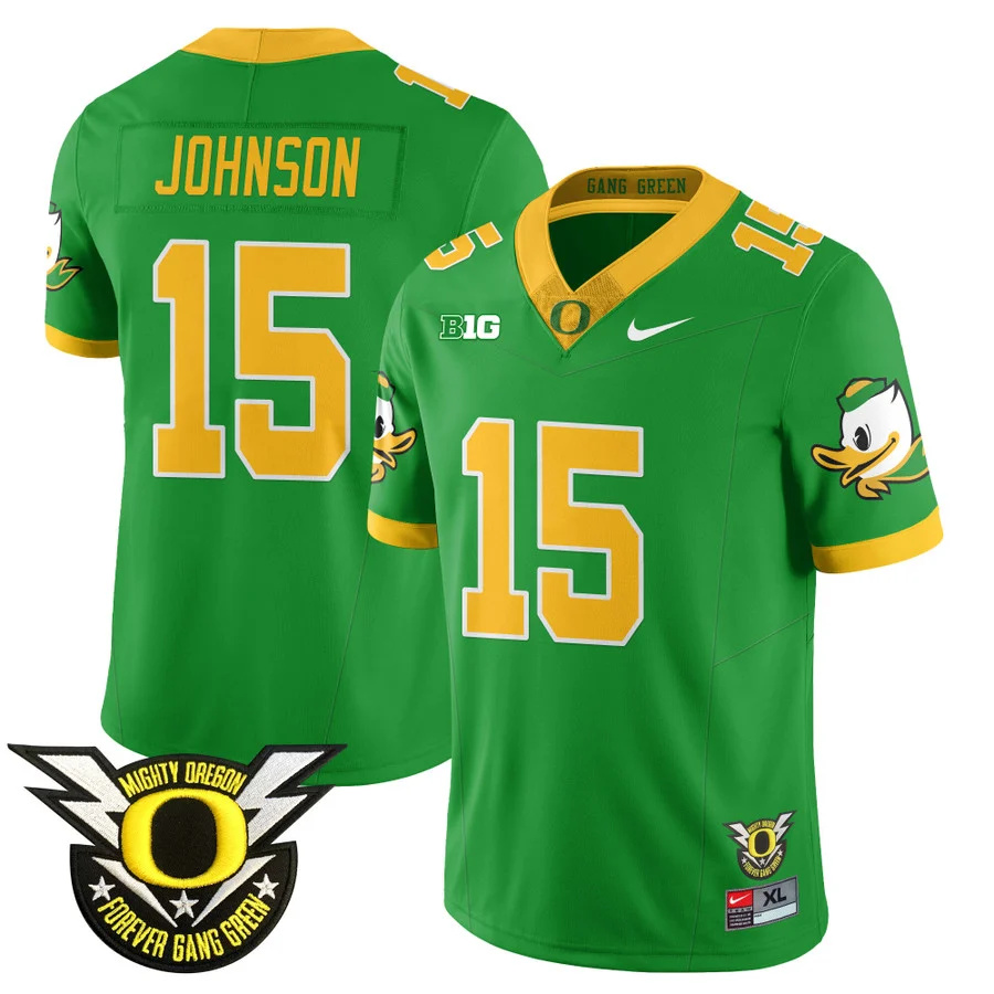 Oregon Football Forever Gang Green 2024 Jersey N2 - All Stitched green  TEZ JOHNSON   #15