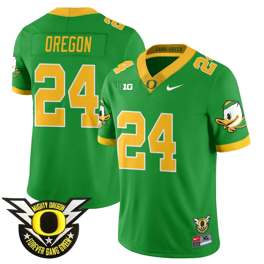 Oregon Football Forever Gang Green 2024 Jersey N2 - All Stitched green OREGON  #24
