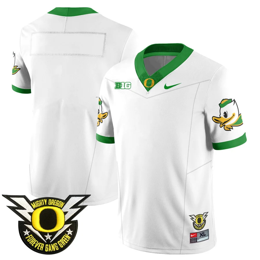 Oregon Football Forever Gang Green 2024 Jersey N2 - All Stitched white Blank