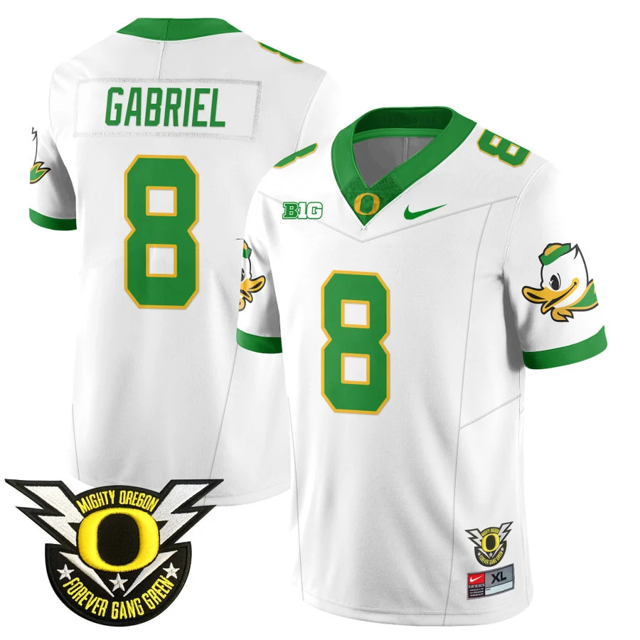 Oregon Football Forever Gang Green 2024 Jersey N2 - All Stitched white DILLON GABRIEL  #8