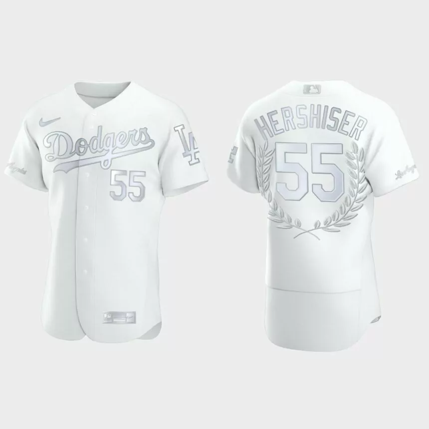 Orel Hershiser #55 Los Angeles Dodgers NL Cy Young Awards Collection Jersey – White