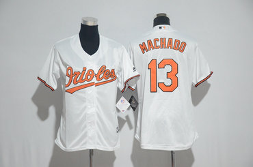 Orioles 13 Manny Machado White Women Cool Base Jersey