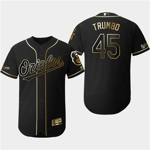 Orioles 45 Mark Trumbo Black Gold Flexbase Jersey