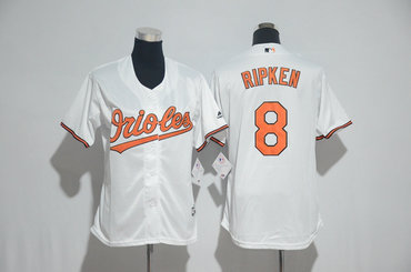 Orioles 8 Cal Ripken Jr. White Women Cool Base Jersey