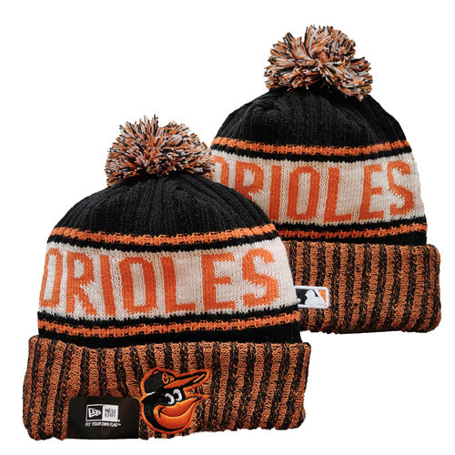 Orioles Team Logo Orange Pom Cuffed Knit Hat YD