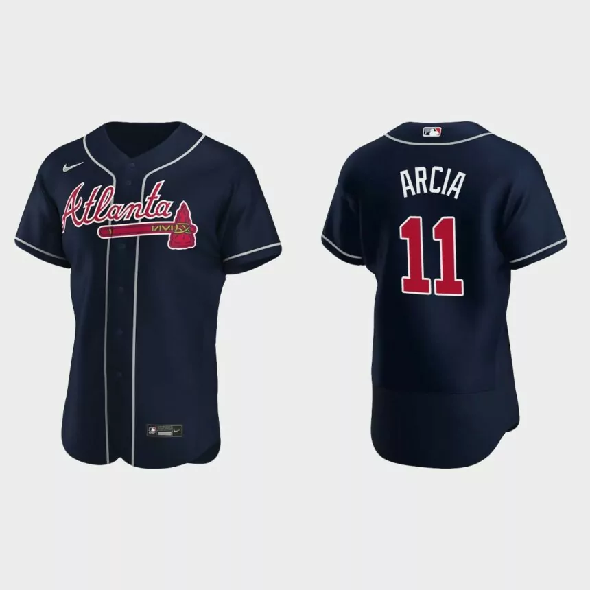 Orlando Arcia Atlanta Braves Authentic Alternate Jersey – Navy