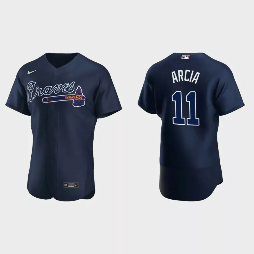 Orlando Arcia Atlanta Braves Authentic Jersey – Navy