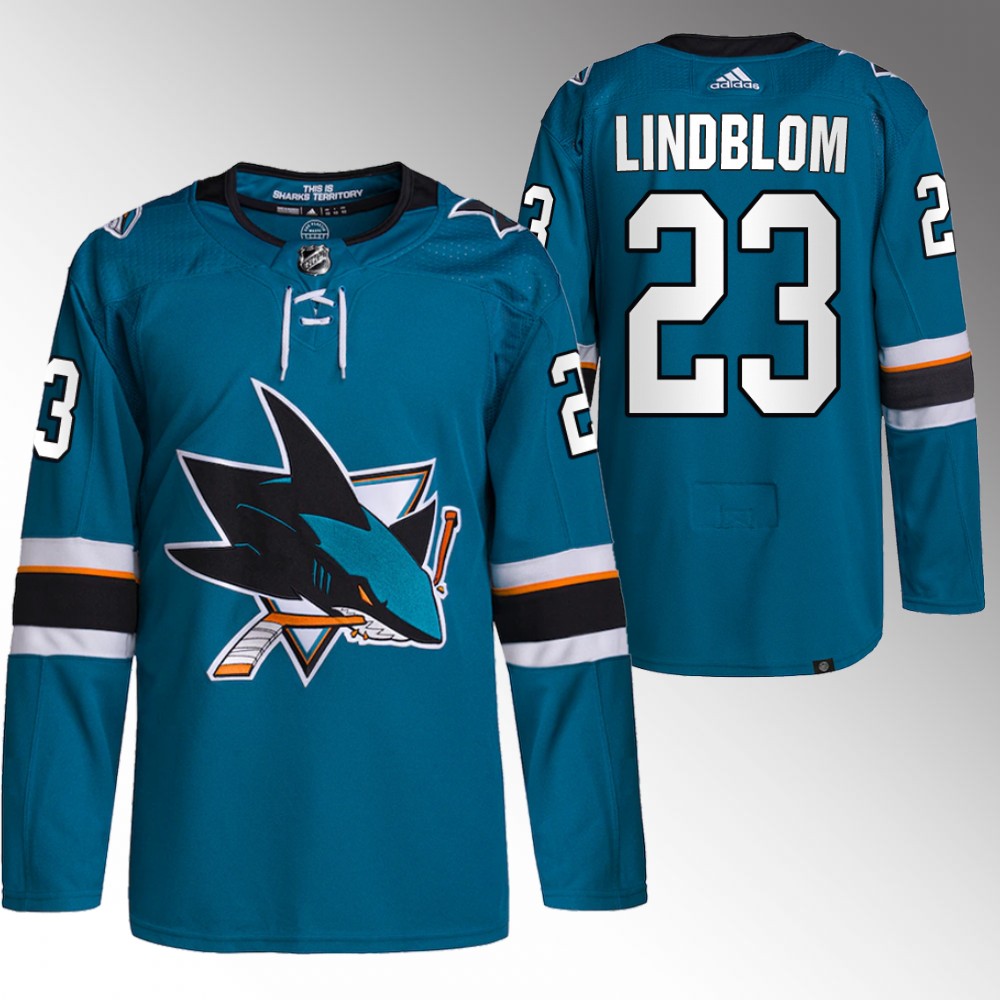 Oskar Lindblom San Jose Sharks Teal Primegreen Authentic Home Jersey