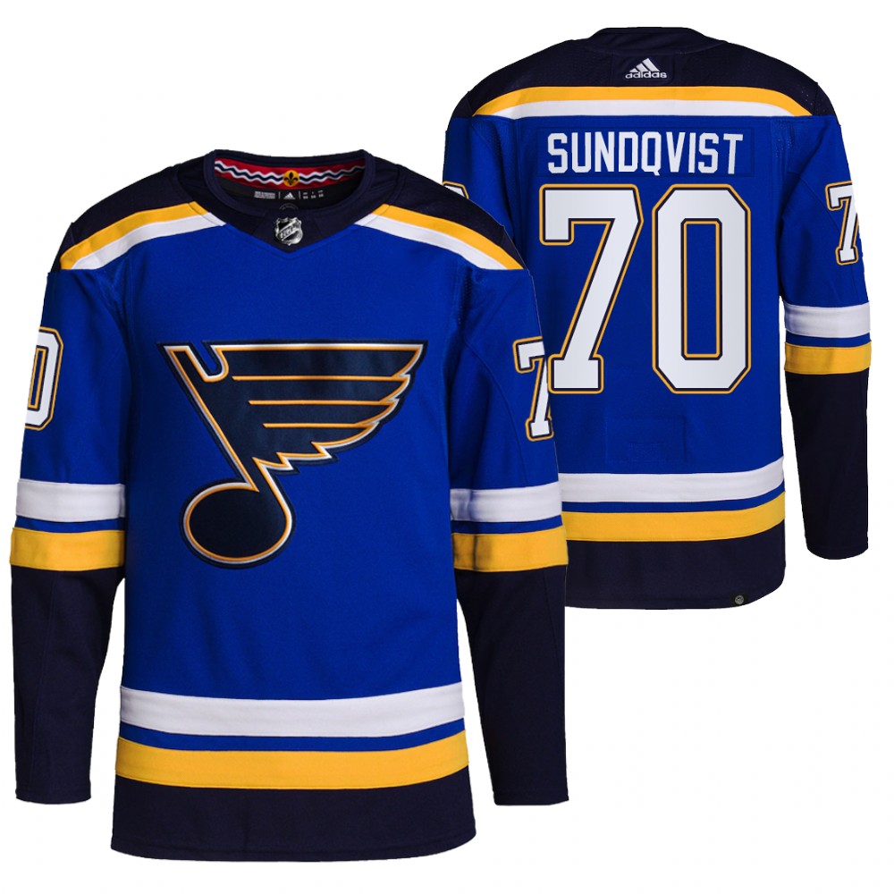 Oskar Sundqvist 2021-22 St. Louis Blues Blue Home Primegreen Authentic Pro Jersey