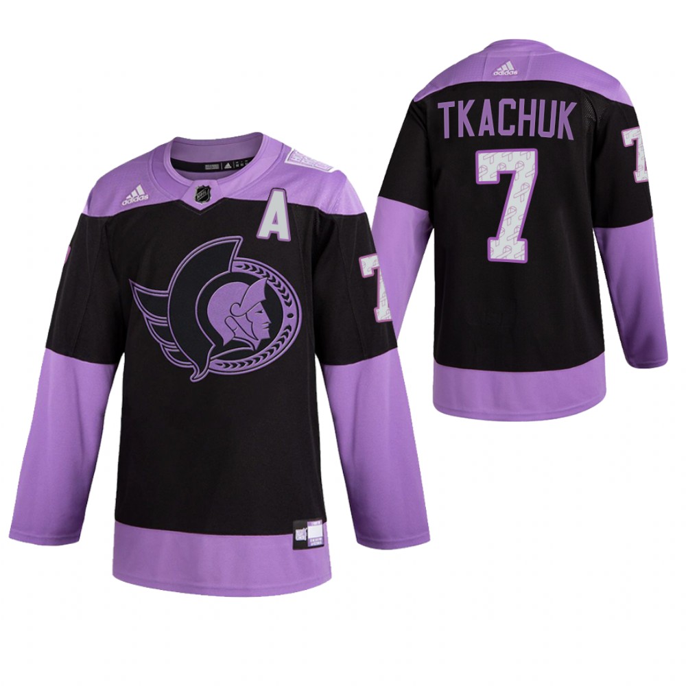 Ottawa Senators HockeyFightsCancer Brady Tkachuk Purple Jersey Authentic