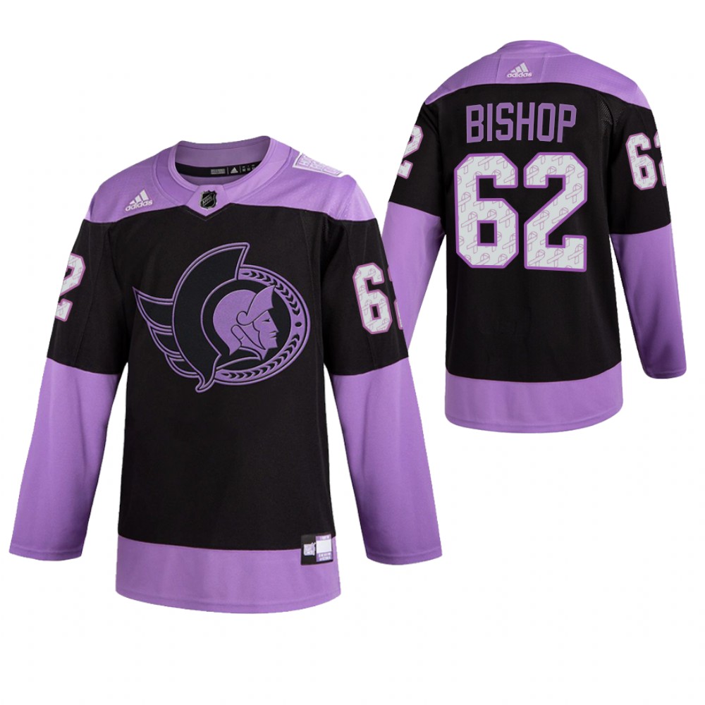 Ottawa Senators HockeyFightsCancer Clark Bishop Purple Jersey Authentic