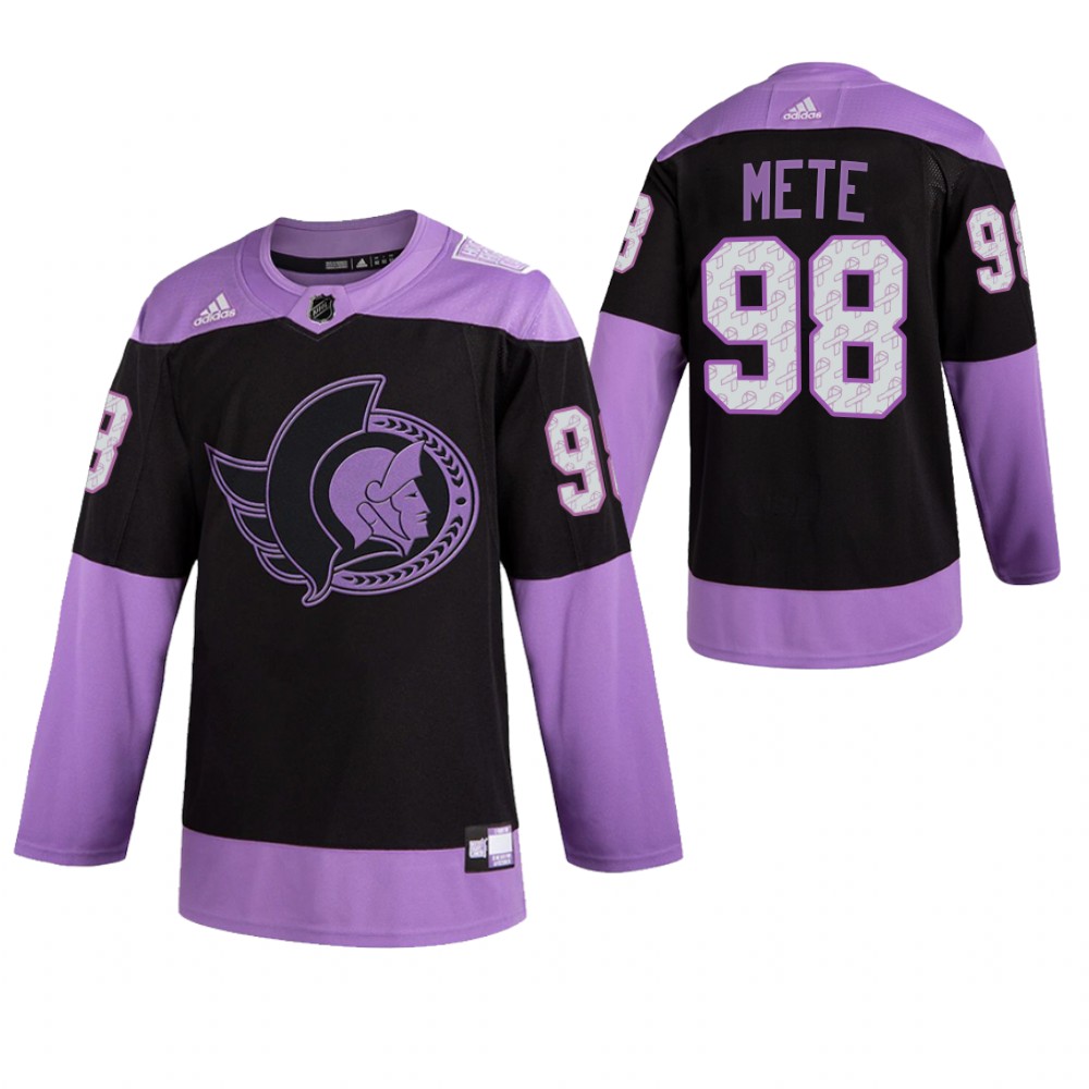 Ottawa Senators HockeyFightsCancer Victor Mete Purple Jersey Authentic