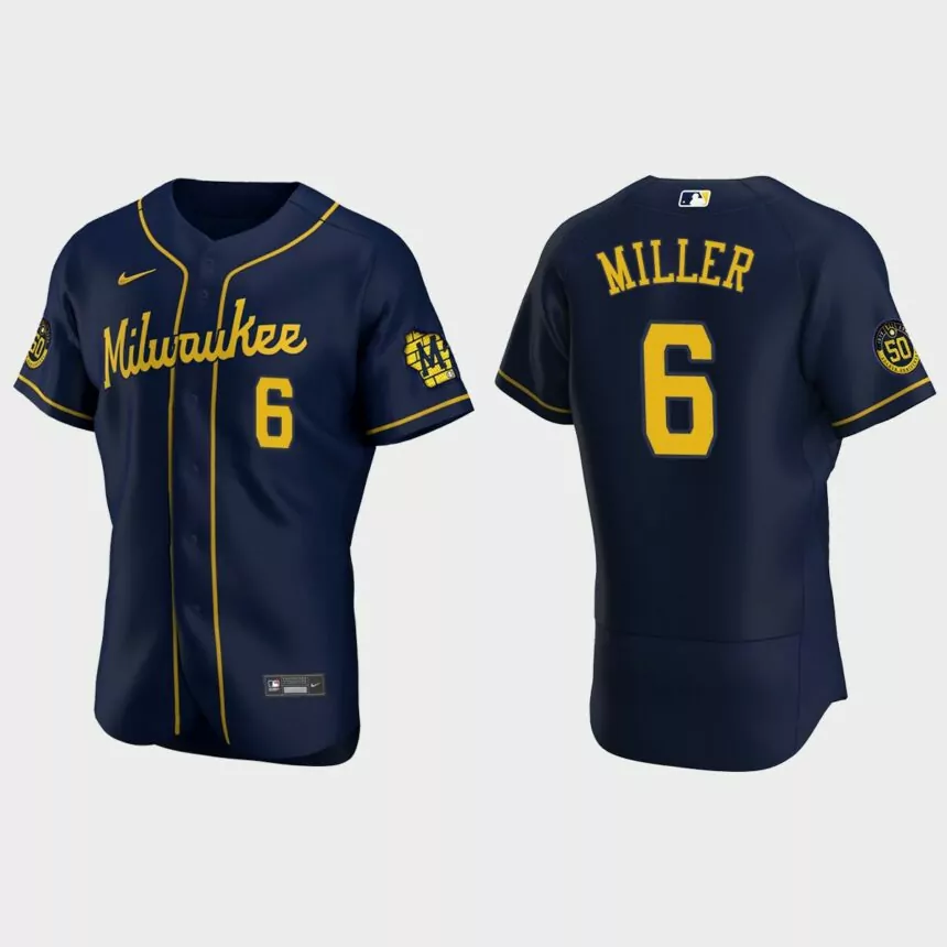 Owen Miller Milwaukee Brewers Authentic Alternate Jersey – Navy