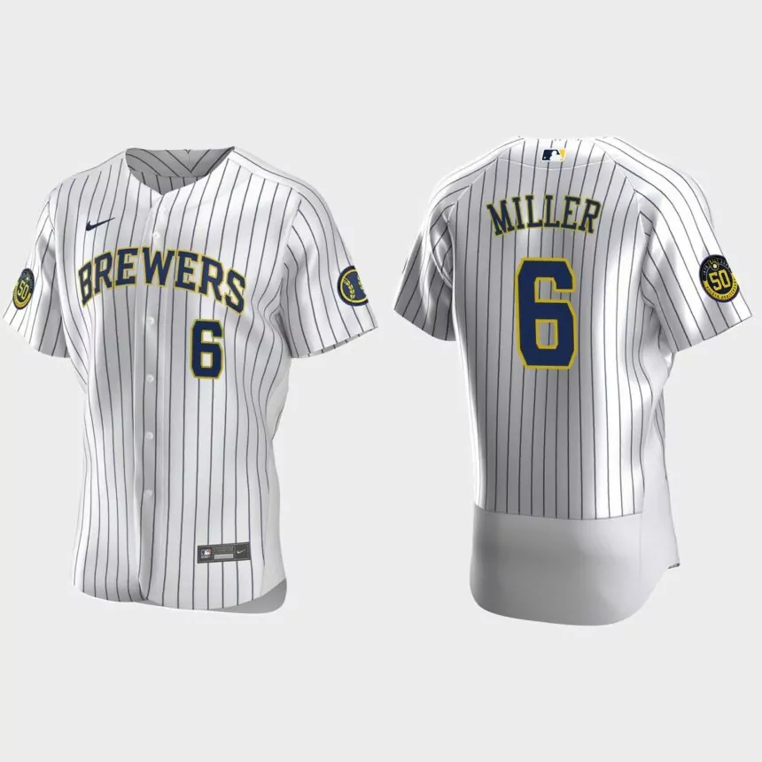 Owen Miller Milwaukee Brewers Authentic Home Jersey – White