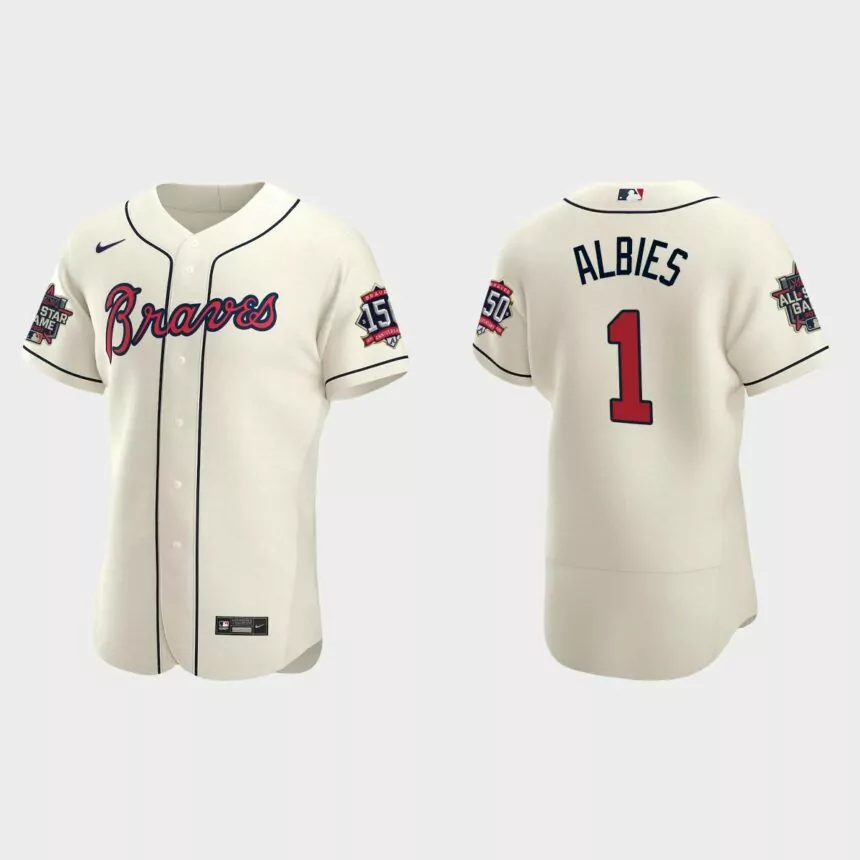 Ozzie Albies #1 Atlanta Braves Authentic Alternate 2021 MLB All-Star Jersey – Cream