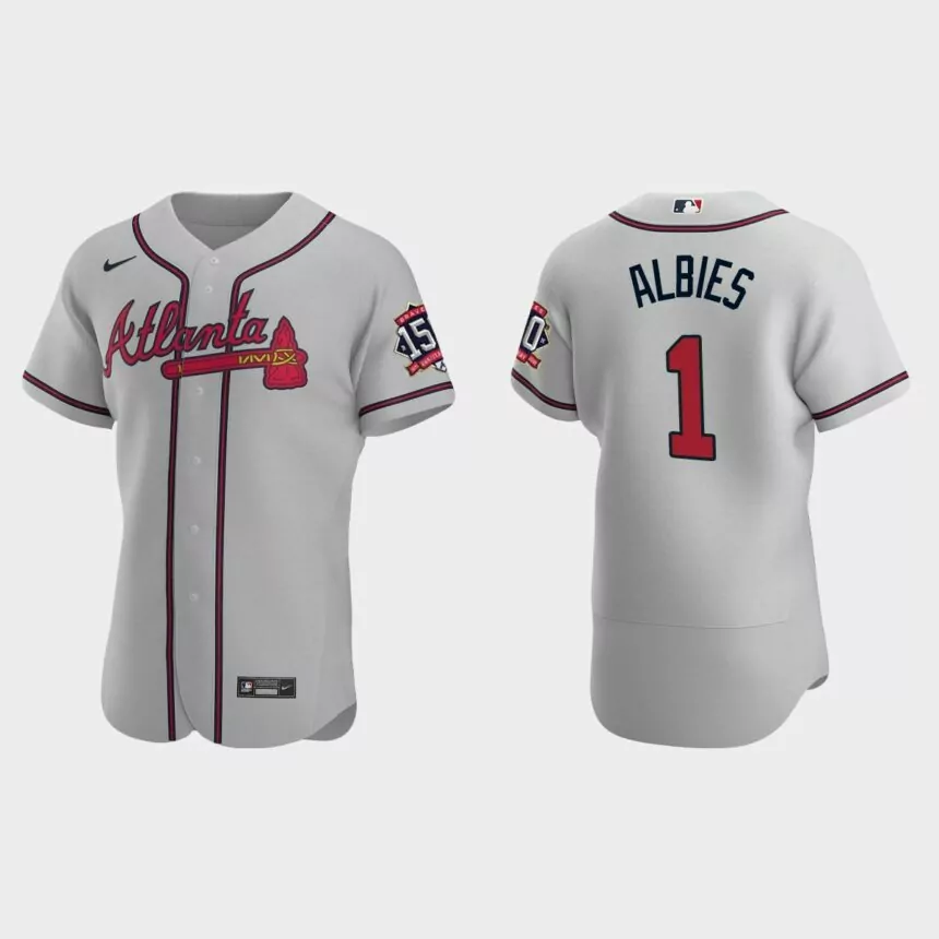 Ozzie Albies Atlanta Braves 150th Anniversary World Series Jersey – Gray