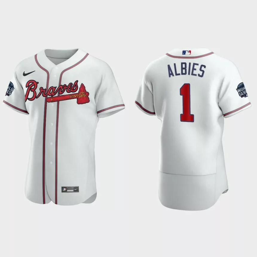 Ozzie Albies Atlanta Braves 2021 World Series Authentic Jersey – White