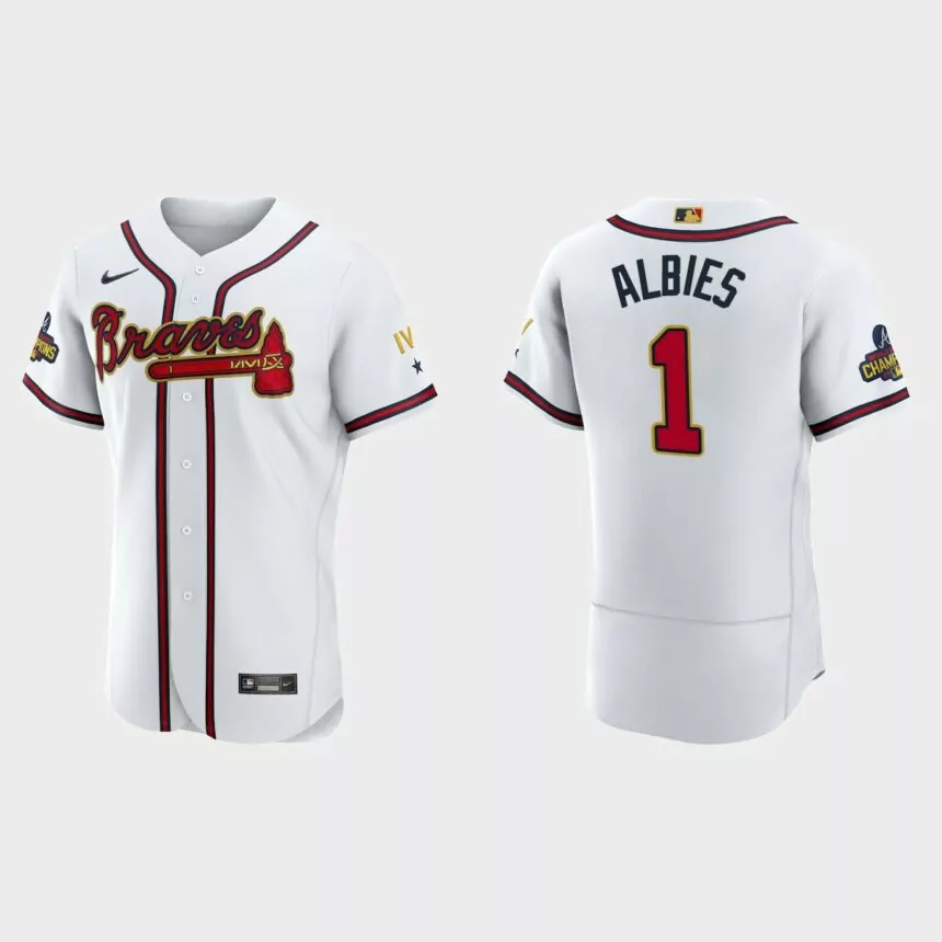 Ozzie Albies Atlanta Braves 2022 Gold Program White Authentic Jersey