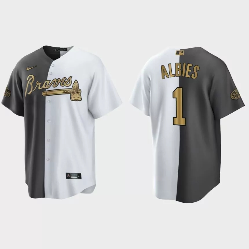 Ozzie Albies Atlanta Braves 2022 MLB All-Star Game Split Jersey – White Charcoal