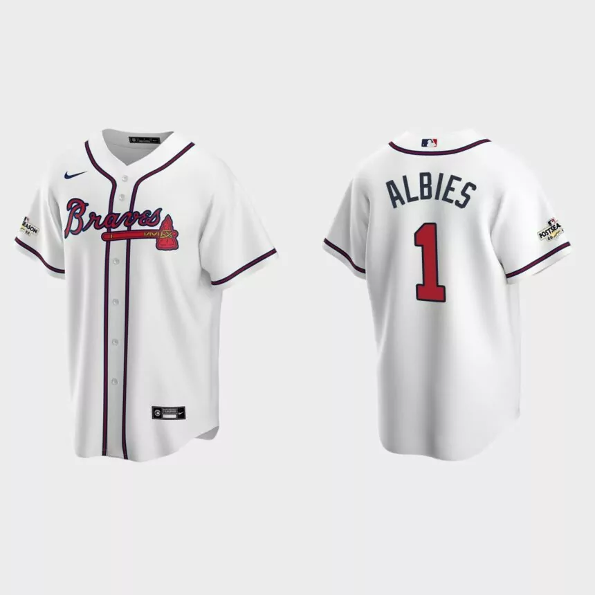 Ozzie Albies Atlanta Braves 2022 Postseason Replica Jersey – White