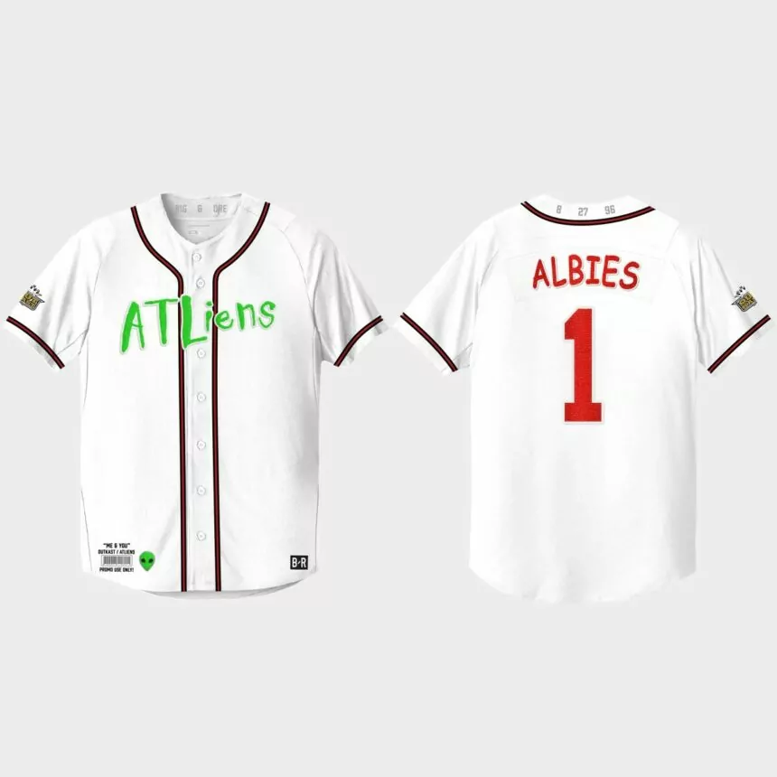 Ozzie Albies Atlanta Braves 25th Anniversary Baseball Outkast Jersey – White