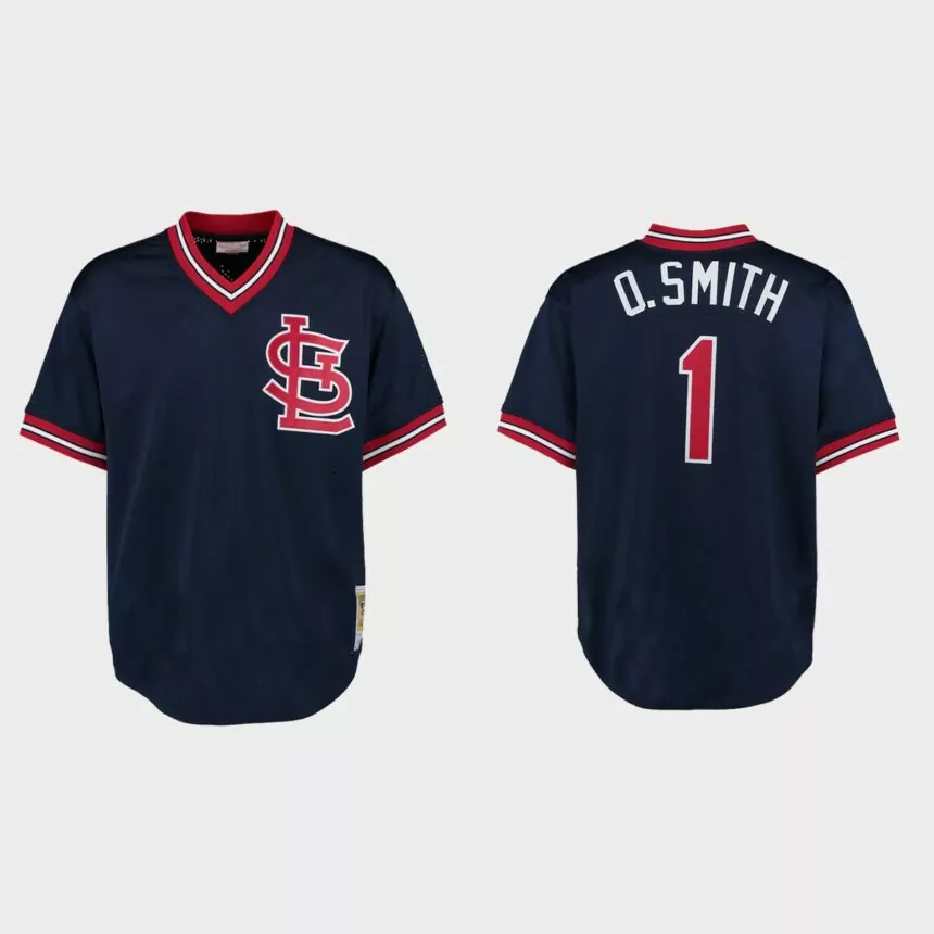 Ozzie Smith St. Louis Cardinals 1989 Cooperstown Collection Authentic Mesh Batting Practice Jersey – Navy