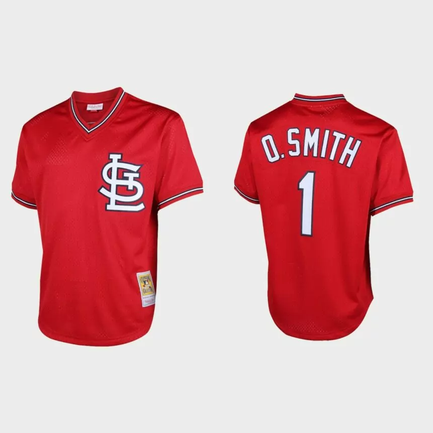 Ozzie Smith St. Louis Cardinals Cooperstown Collection Mesh Batting Practice Jersey – Red