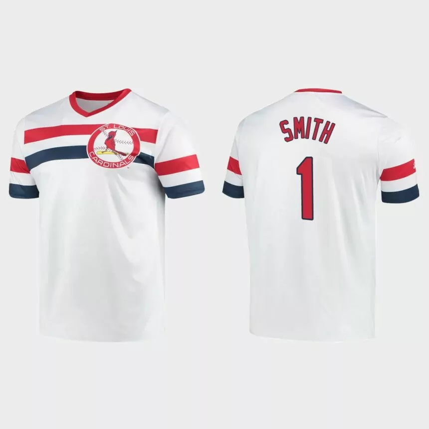 Ozzie Smith St. Louis Cardinals Cooperstown Collection V-Neck Jersey – White