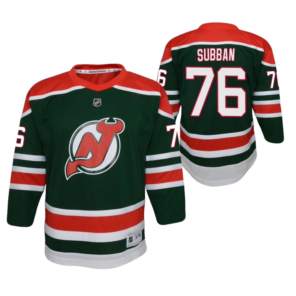 P.K. Subban New Jersey Devils 2021 Reverse Retro Green Youth Jersey Special Edition