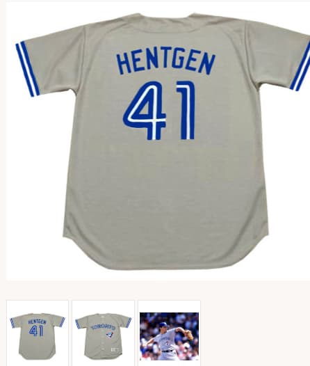 PAT HENTGEN Toronto Blue Jays 1993 Away Majestic Throwback Baseball Jersey
