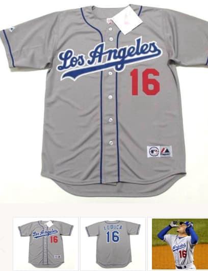 PAUL LODUCA Los Angeles Dodgers 2003 Majestic Throwback Away Baseball Jersey