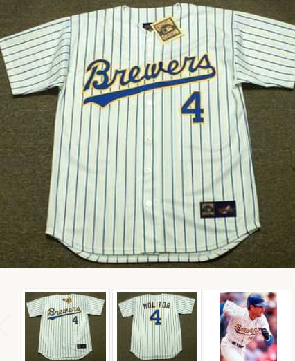 PAUL MOLITOR Milwaukee Brewers 1991 Home Majestic Baseball Throwback Jersey