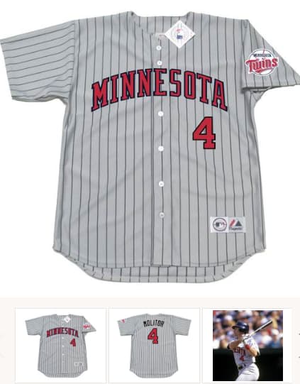 PAUL MOLITOR Minnesota Twins 1998 Majestic Throwback Away Baseball Jersey
