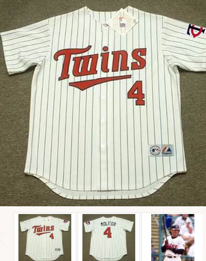 PAUL MOLITOR Minnesota Twins 1998 Majestic Throwback Home Baseball Jersey