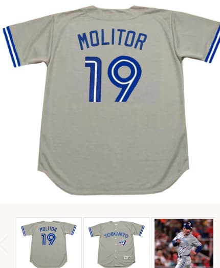 PAUL MOLITOR Toronto Blue Jays 1993 Majestic Throwback Away Baseball Jersey