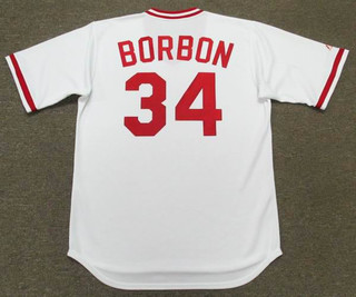 PEDRO BORBON Cincinnati Reds 1975 Majestic Cooperstown Throwback Baseball Jersey