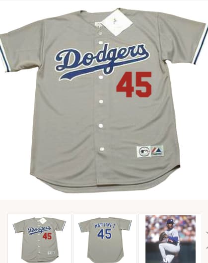 PEDRO MARTINEZ Los Angeles Dodgers 1993 Majestic Throwback Away Baseball Jersey