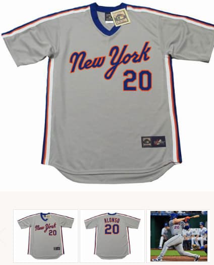 PETE ALONSO New York Mets 1987 Away Majestic Throwback Baseball Jersey