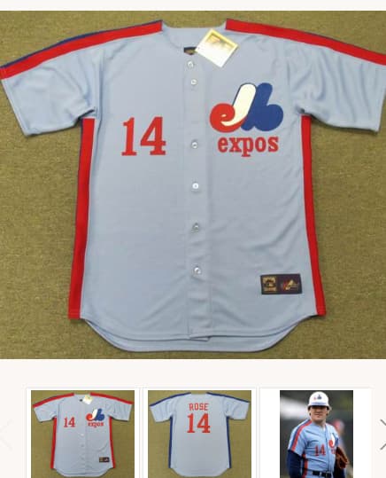 PETE ROSE Montreal Expos 1984 Away Majestic Throwback Baseball Jersey