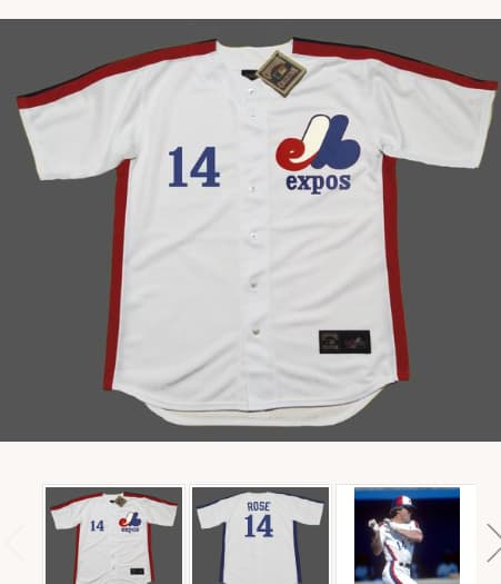 PETE ROSE Montreal Expos 1984 Home Majestic Throwback Baseball Jersey